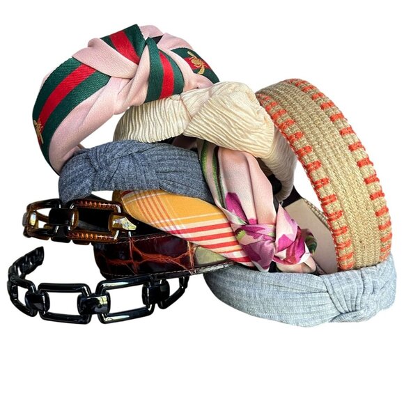 Accessories - Lot Hair Headbands Wide Knot Fabric Leather Tortoise Shell Floral Solid Bee